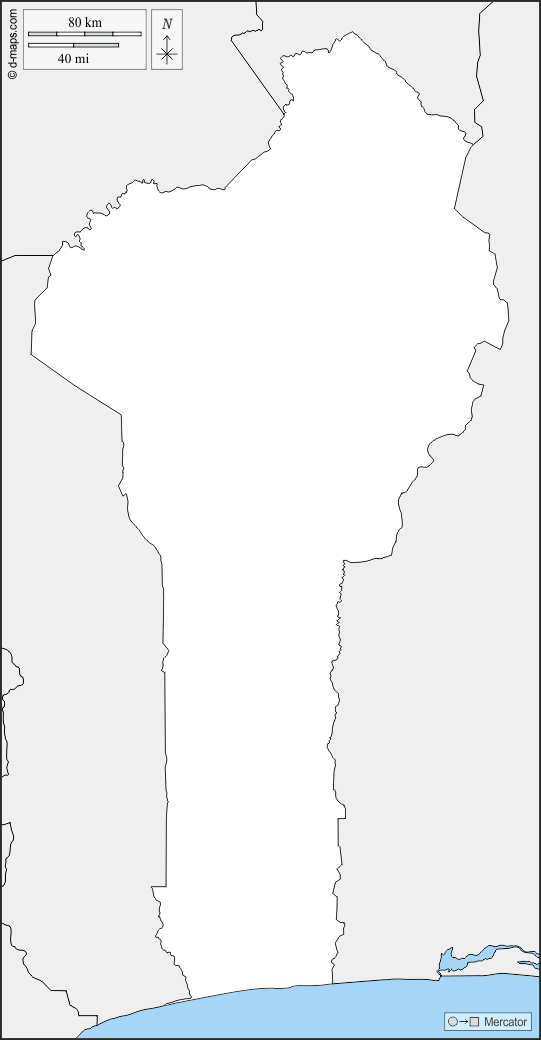 Benín : d-maps.com: mapa gratuito, mapa mudo gratuito, mapa en blanco gratuito, plantilla de mapa : fronteras