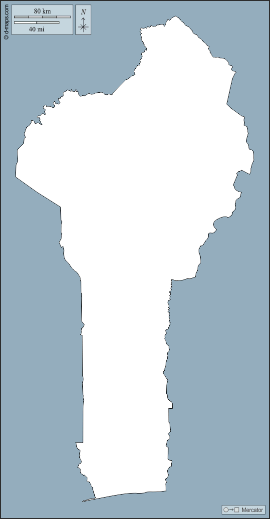 Benin : d-maps.com: mappa gratuita, mappa muta gratuita, cartina muta gratuita : contorni