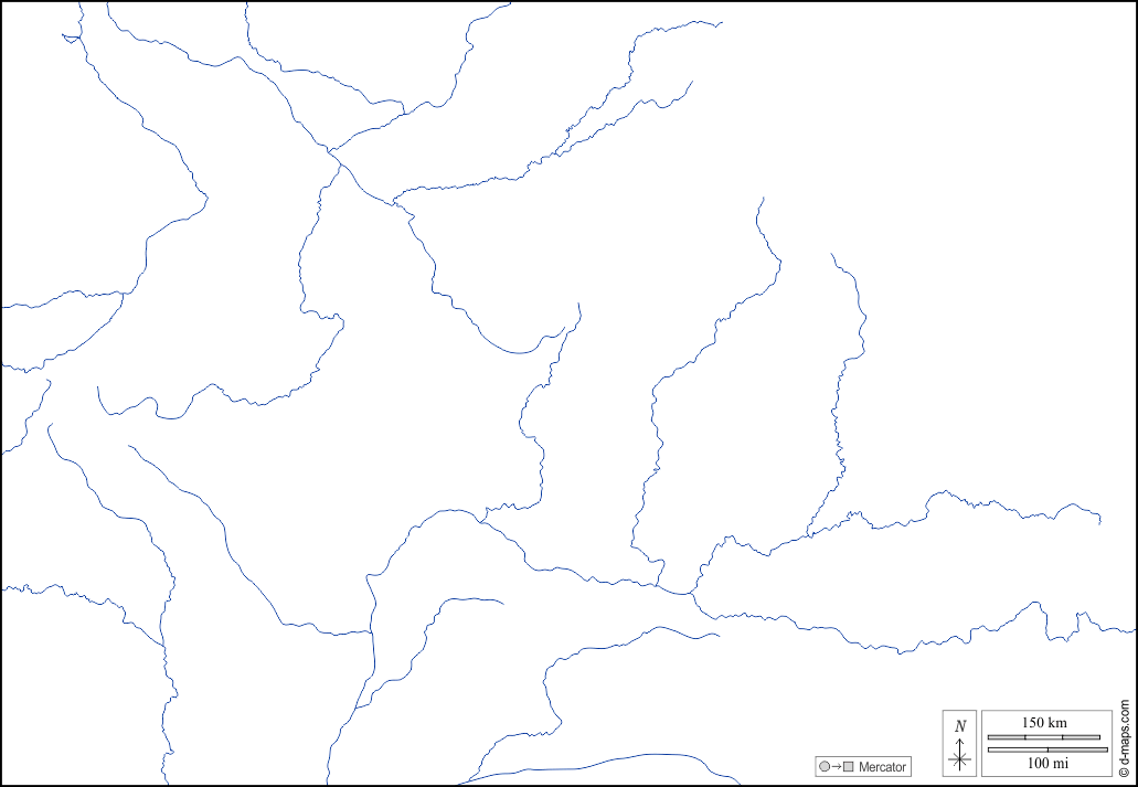 Repubblica Centrafricana : d-maps.com: mappa gratuita, mappa muta gratuita, cartina muta gratuita : litorali, idrografia, bianco