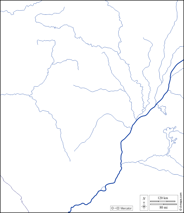 Congo : d-maps.com: mappa gratuita, mappa muta gratuita, cartina muta gratuita : litorali, idrografia