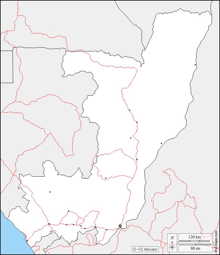 Congo : d-maps.com: mappa gratuita, mappa muta gratuita, cartina muta gratuita : frontiere, principali città, strade