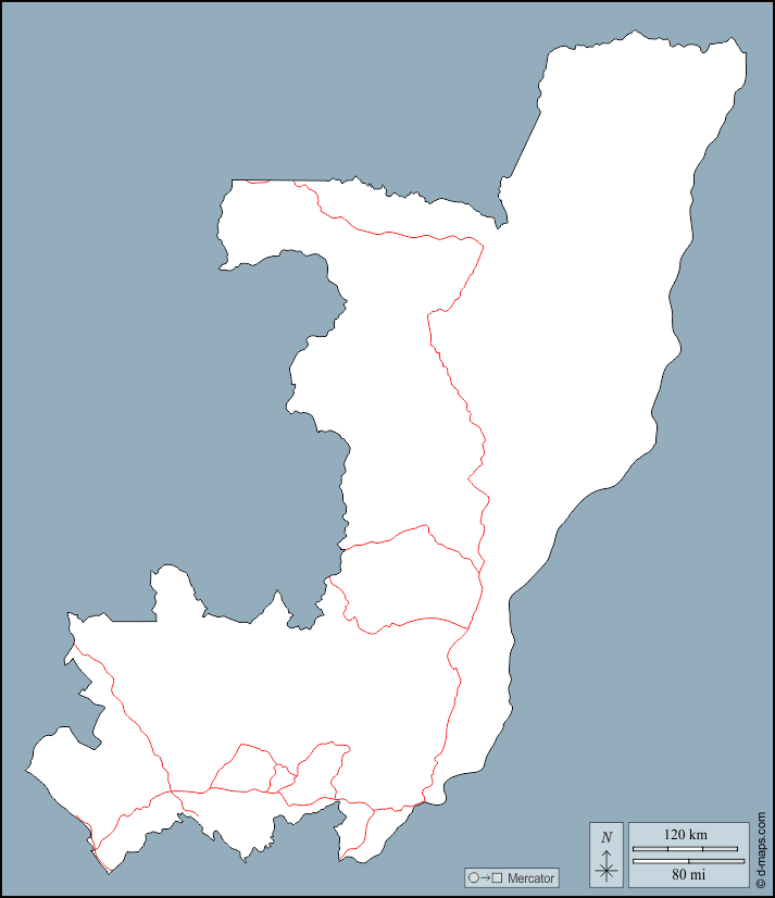 Congo : d-maps.com: mappa gratuita, mappa muta gratuita, cartina muta gratuita : contorni, strade