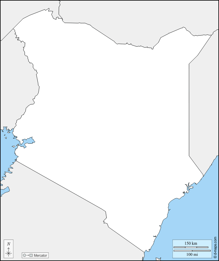 Kenya : d-maps.com: free map, free blank map, free outline map, free base map : boundaries