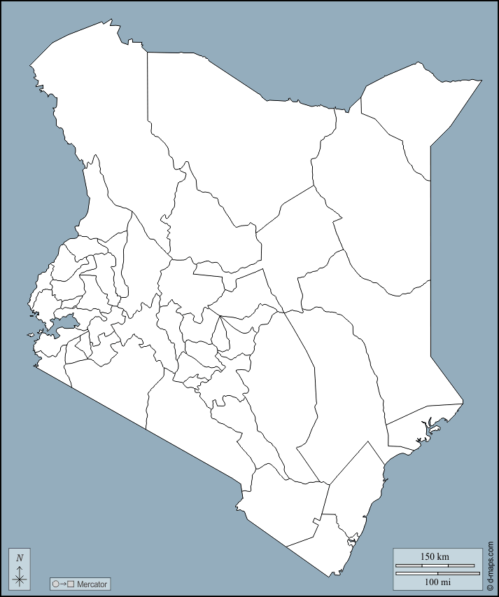 Kenia : d-maps.com: Kostenlose Karten, kostenlose stumme Karte, kostenlose unausgefüllt Landkarte, kostenlose hochauflösende Umrisskarte : Umrisse, Landkreise