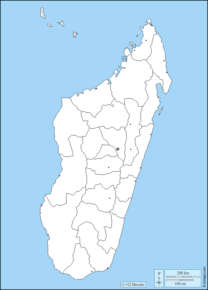 Madagascar : d-maps.com: mappa gratuita, mappa muta gratuita, cartina muta gratuita : frontiere, regioni, principali città