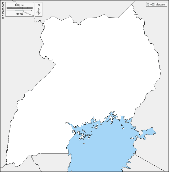 Uganda : d-maps.com: mappa gratuita, mappa muta gratuita, cartina muta gratuita : frontiere