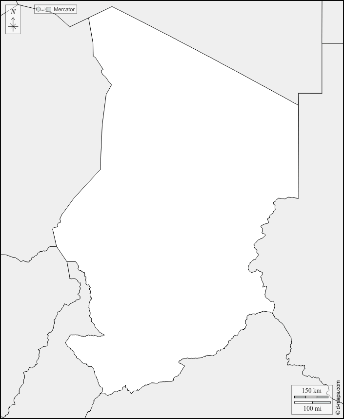 Ciad : d-maps.com: mappa gratuita, mappa muta gratuita, cartina muta gratuita : frontiere