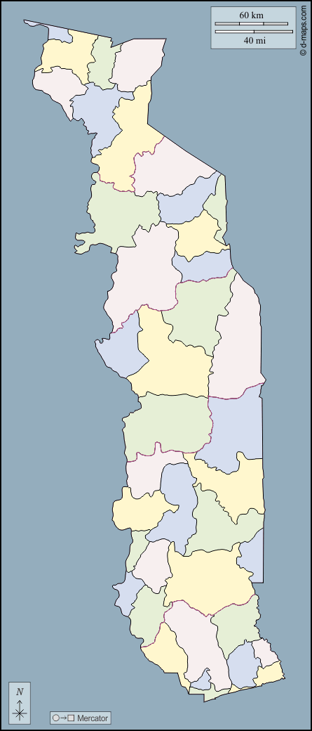 توغو : خريطة مجانية, خريطة خاليه من الفراغ, خريطة الخطوط العريضة, خريطة القاعدة الحرة
 : الخطوط العريضة, محافظات, اللون
