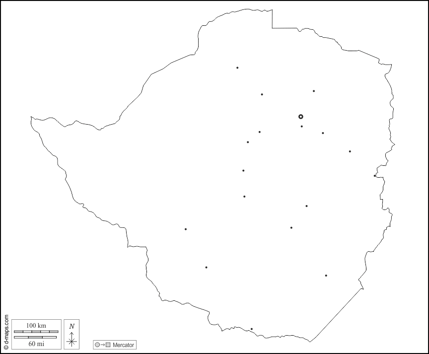 زمبابوي : خريطة مجانية, خريطة خاليه من الفراغ, خريطة الخطوط العريضة, خريطة القاعدة الحرة
 : الخطوط العريضة, المدن الرئيسية, أبيض