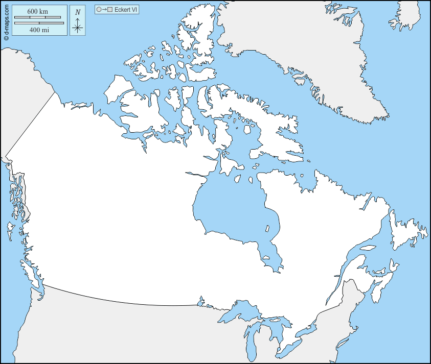 Canada : d-maps.com: mappa gratuita, mappa muta gratuita, cartina muta gratuita : frontiere