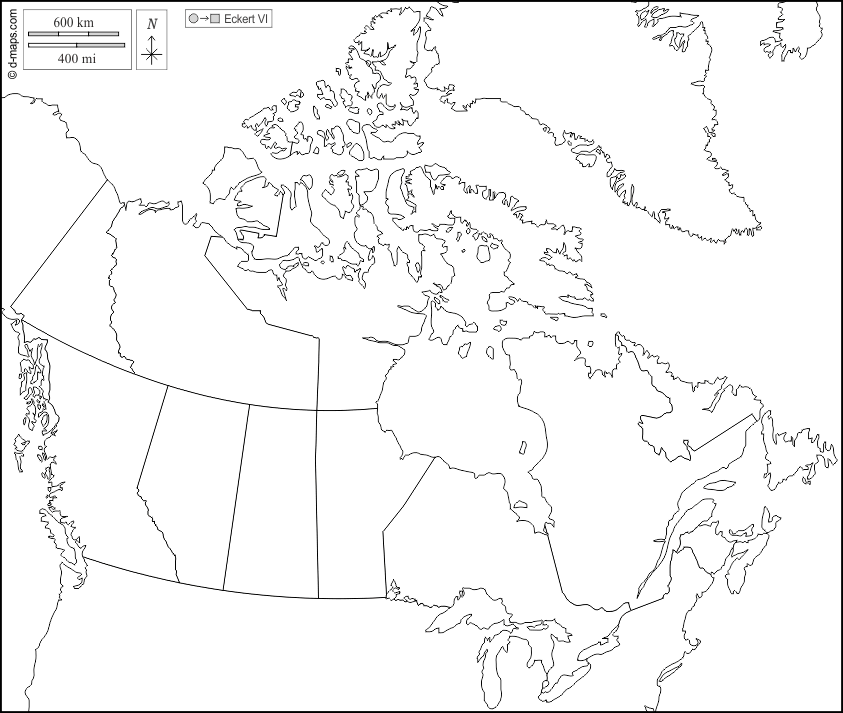 Canada : d-maps.com: mappa gratuita, mappa muta gratuita, cartina muta gratuita : frontiere, province, territori, bianco