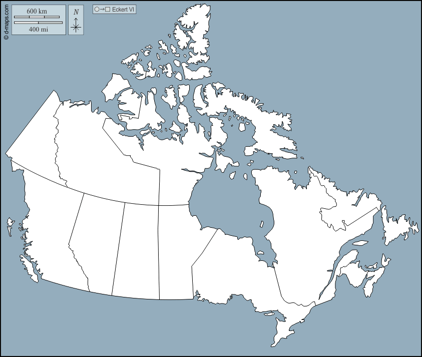 Canada : d-maps.com: mappa gratuita, mappa muta gratuita, cartina muta gratuita : contorni, province, territori