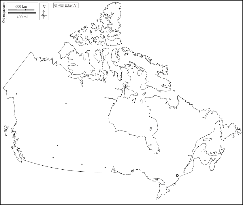 Canada : d-maps.com: mappa gratuita, mappa muta gratuita, cartina muta gratuita : contorni, principali città, bianco