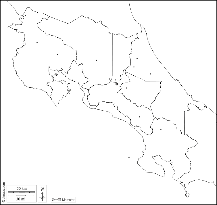 कोस्टा रिका : d-maps.com: नि: शुल्क मानचित्र, नि: शुल्क रिक्त नक्शा, नि: शुल्क रूपरेखा मानचित्र, नि: शुल्क आधार मानचित्र
 : सीमाओं, प्रांतों, मुख्य शहरों, सफेद