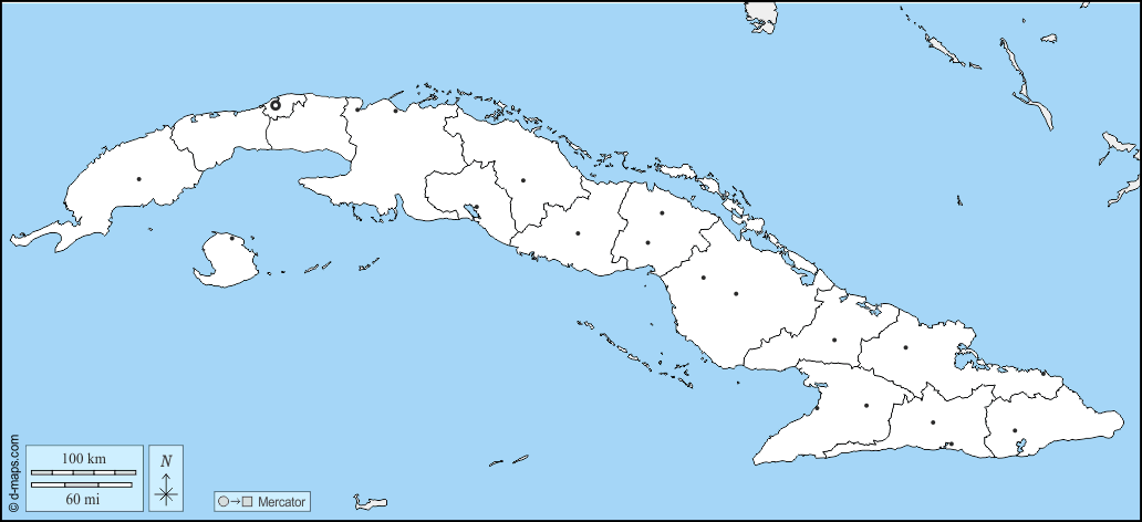 Cuba : d-maps.com: mappa gratuita, mappa muta gratuita, cartina muta gratuita : frontiere, province, principali città