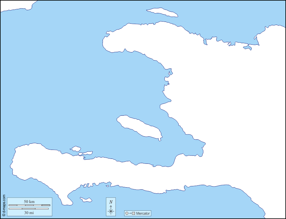 Haiti : d-maps.com: mappa gratuita, mappa muta gratuita, cartina muta gratuita : litorali