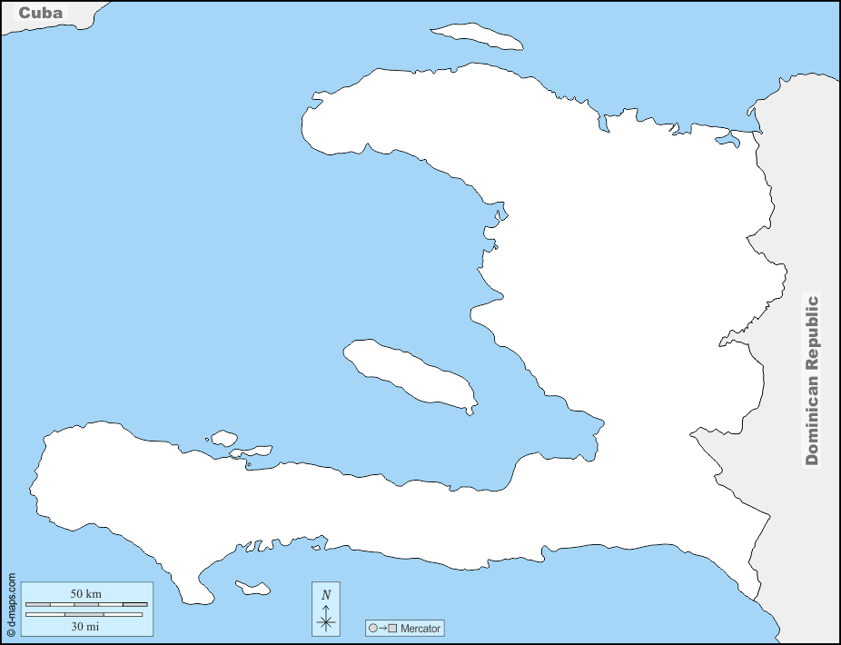 Haiti : d-maps.com: mappa gratuita, mappa muta gratuita, cartina muta gratuita : frontiere, nomi
