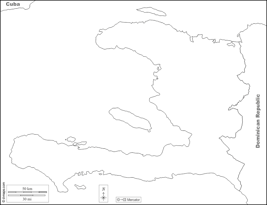 Haiti : d-maps.com: mappa gratuita, mappa muta gratuita, cartina muta gratuita : frontiere, nomi, bianco
