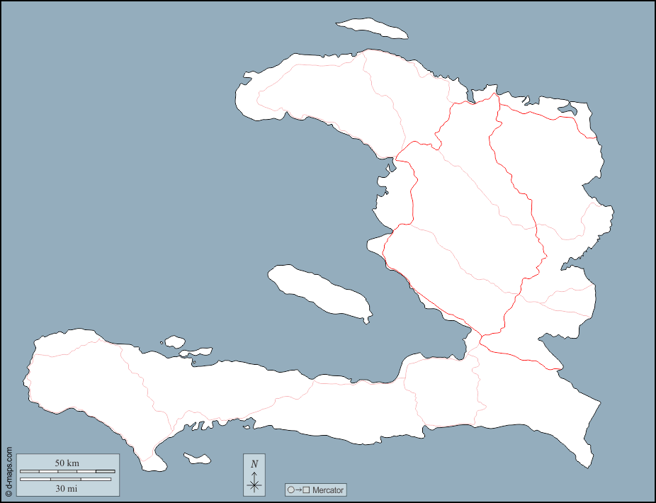 Haiti : d-maps.com: mappa gratuita, mappa muta gratuita, cartina muta gratuita : contorni, strade