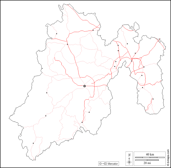 Mexico : d-maps.com: mappa gratuita, mappa muta gratuita, cartina muta gratuita : contorni, principali città, strade, bianco