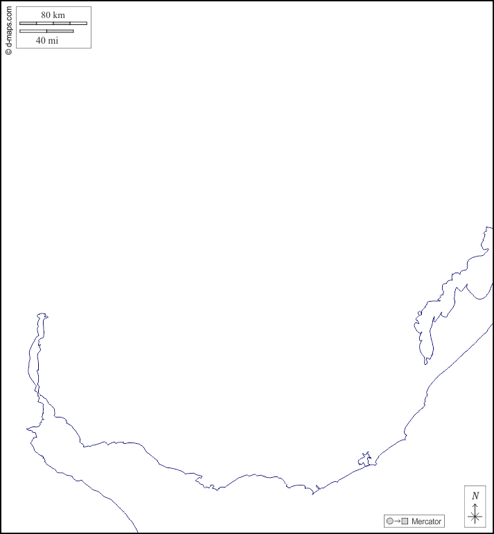 Uruguay : d-maps.com: mappa gratuita, mappa muta gratuita, cartina muta gratuita : litorali, bianco