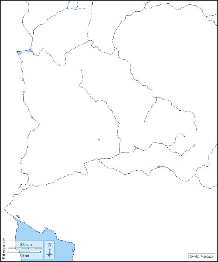 Arizona : d-maps.com: mappa gratuita, mappa muta gratuita, cartina muta gratuita : litorali, idrografia