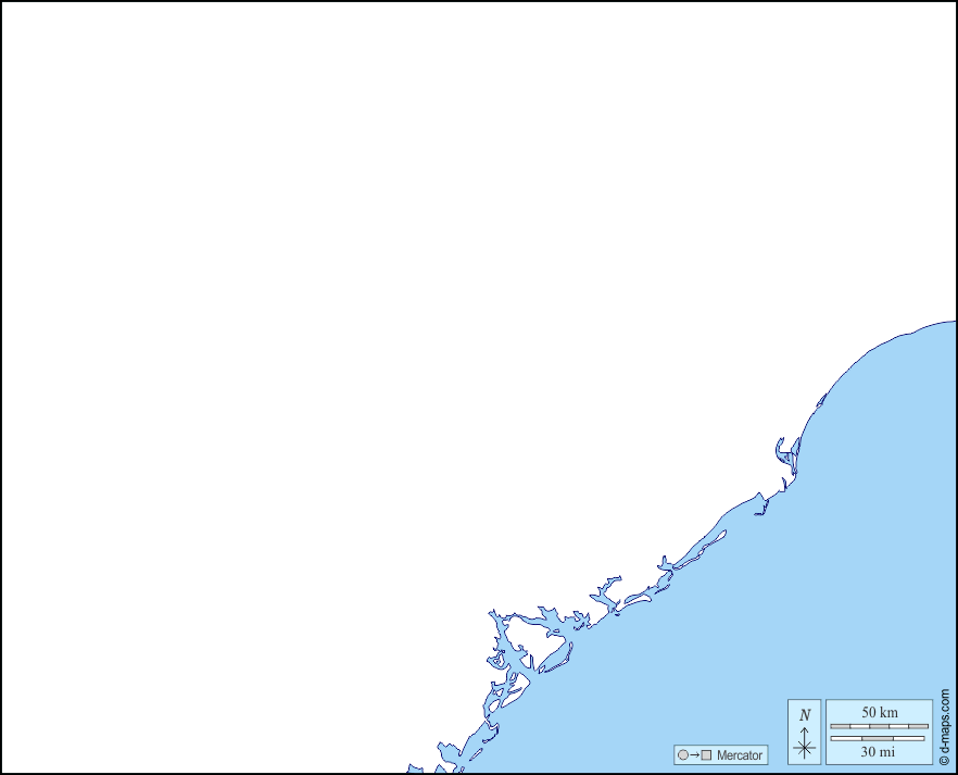Carolina del Sud : d-maps.com: mappa gratuita, mappa muta gratuita, cartina muta gratuita : litorali