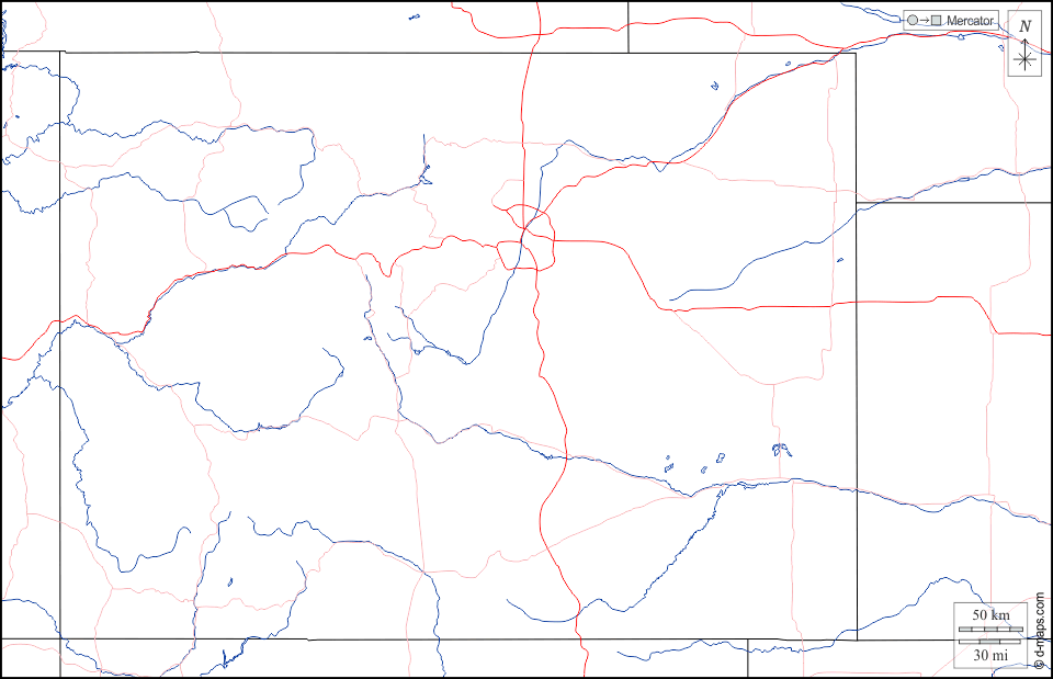 Colorado : d-maps.com: mappa gratuita, mappa muta gratuita, cartina muta gratuita : frontiere, idrografia, strade, bianco