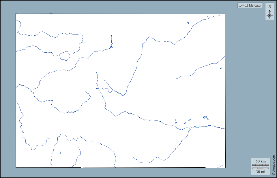 Colorado : d-maps.com: mappa gratuita, mappa muta gratuita, cartina muta gratuita : contorni, idrografia
