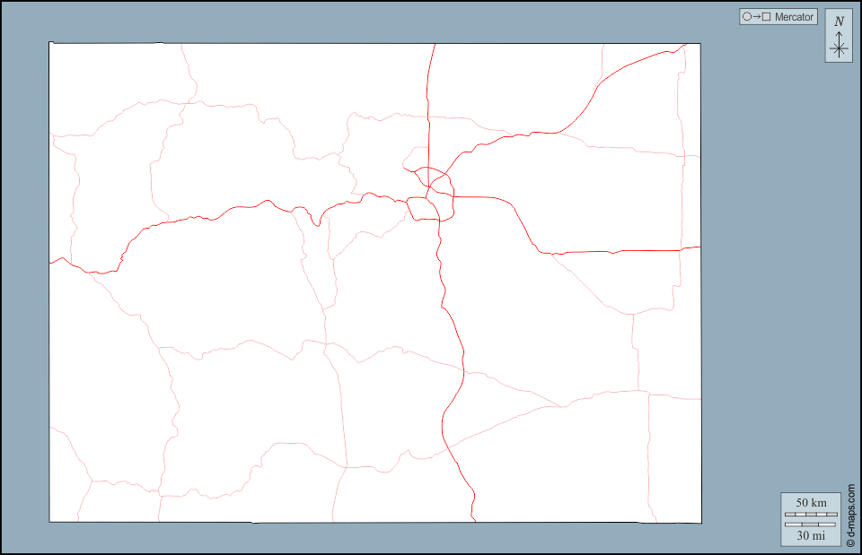 Colorado : d-maps.com: mappa gratuita, mappa muta gratuita, cartina muta gratuita : contorni, strade