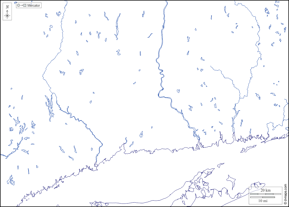 Connecticut : d-maps.com: mappa gratuita, mappa muta gratuita, cartina muta gratuita : litorali, idrografia, bianco