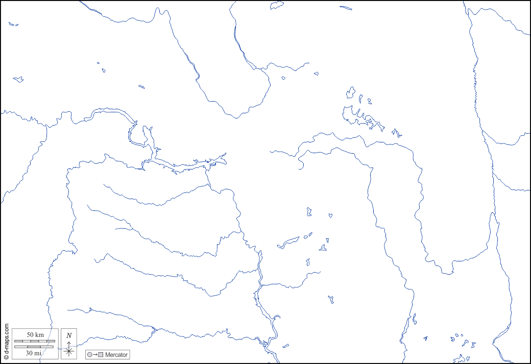 Dakota del Nord : d-maps.com: mappa gratuita, mappa muta gratuita, cartina muta gratuita : idrografia, bianco