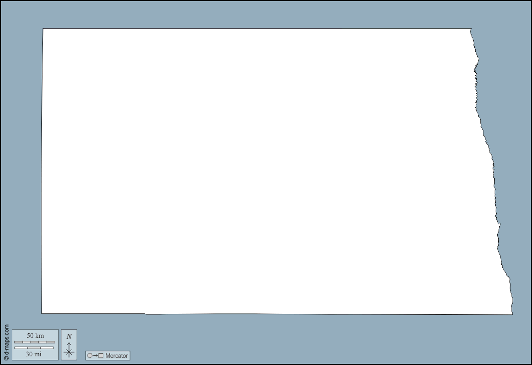 Dakota del Nord : d-maps.com: mappa gratuita, mappa muta gratuita, cartina muta gratuita : contorni