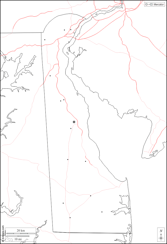 Delaware : d-maps.com: mappa gratuita, mappa muta gratuita, cartina muta gratuita : frontiere, principali città, strade, bianco