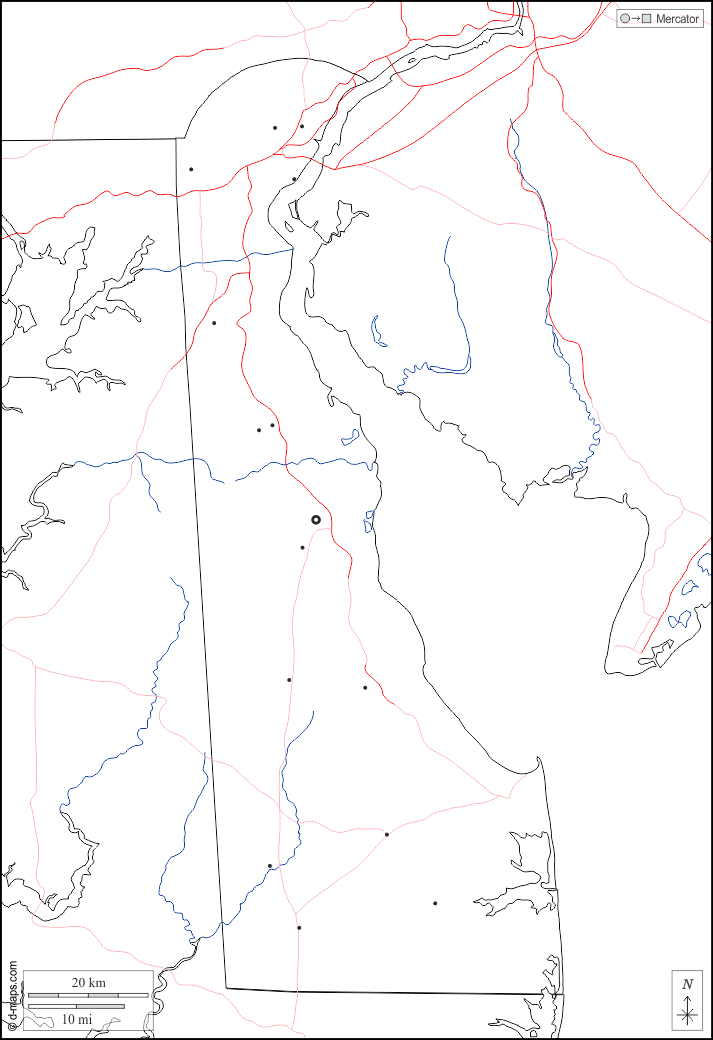 Delaware : d-maps.com: mappa gratuita, mappa muta gratuita, cartina muta gratuita : frontiere, idrografia, principali città, strade, bianco