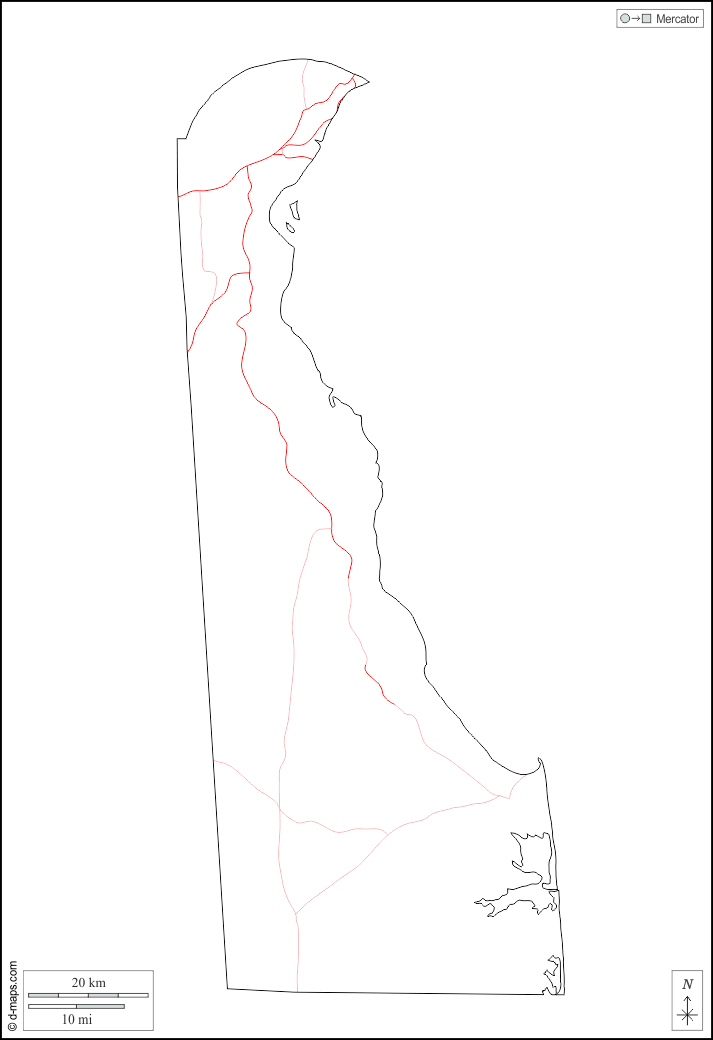 Delaware : d-maps.com: mappa gratuita, mappa muta gratuita, cartina muta gratuita : contorni, strade, bianco
