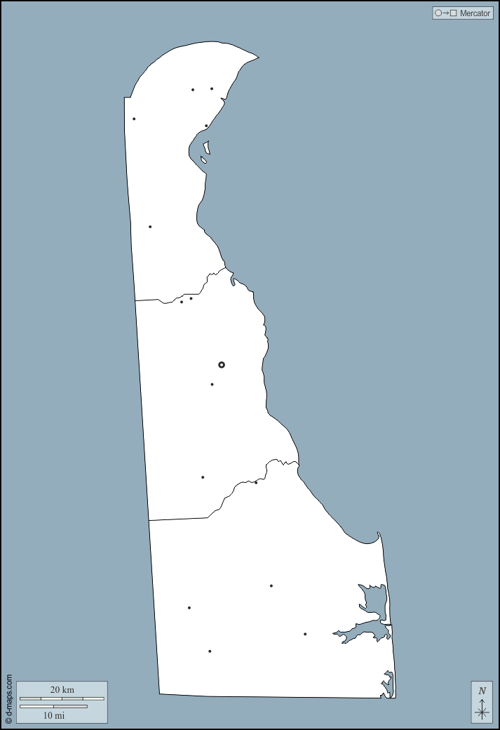 Delaware : d-maps.com: mappa gratuita, mappa muta gratuita, cartina muta gratuita : contorni, contee, principali città