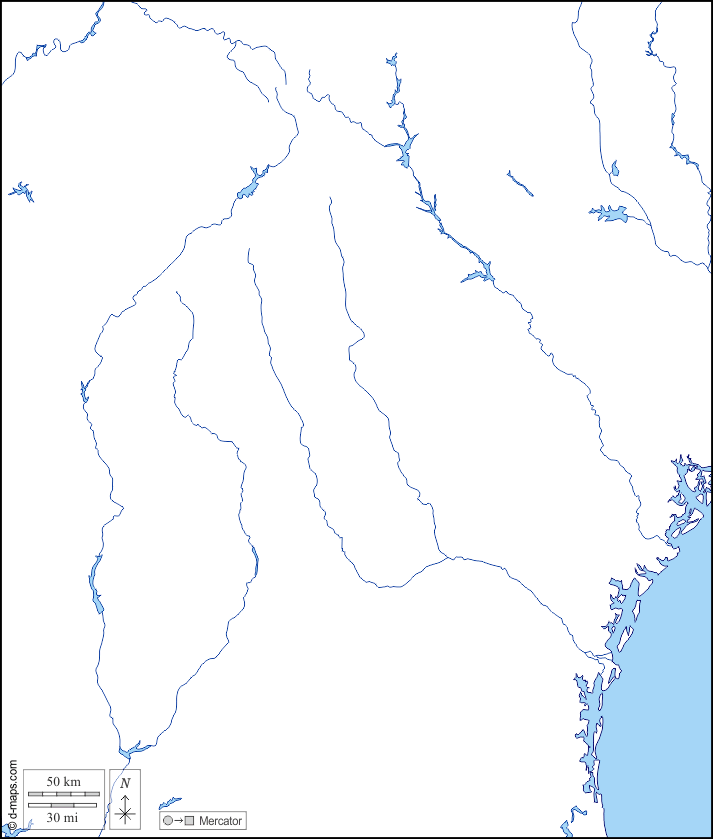 Georgia : d-maps.com: mappa gratuita, mappa muta gratuita, cartina muta gratuita : litorali, idrografia