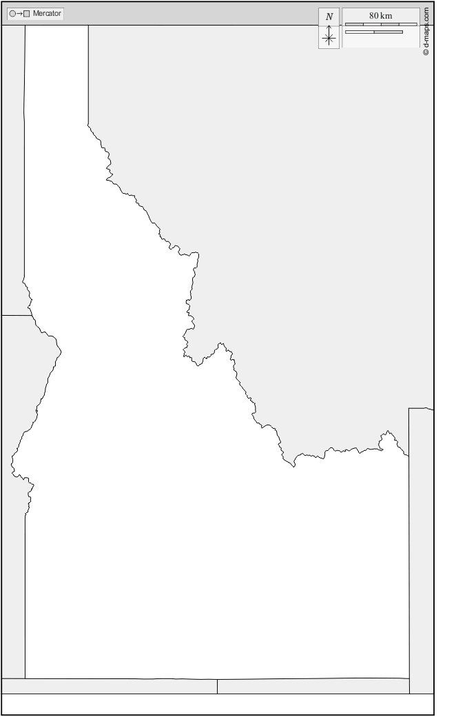 Idaho : d-maps.com: mappa gratuita, mappa muta gratuita, cartina muta gratuita : frontiere