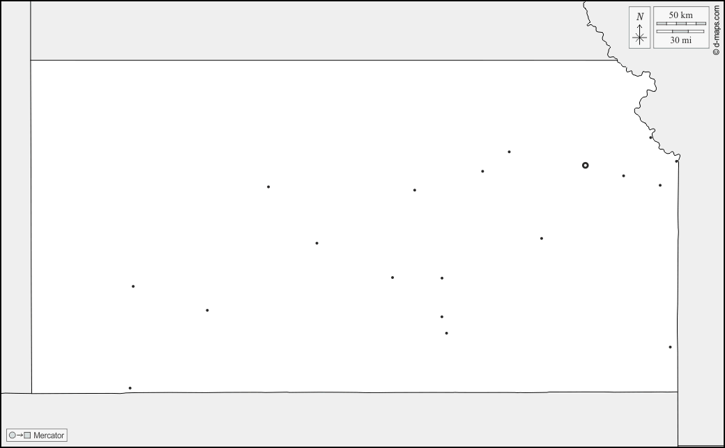 Kansas : d-maps.com: mappa gratuita, mappa muta gratuita, cartina muta gratuita : frontiere, principali città