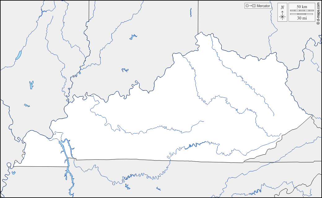 Kentucky : d-maps.com: mappa gratuita, mappa muta gratuita, cartina muta gratuita : frontiere, contorni