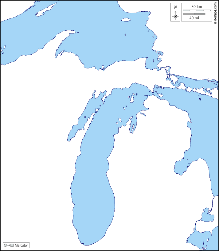 Michigan : d-maps.com: mappa gratuita, mappa muta gratuita, cartina muta gratuita : litorali