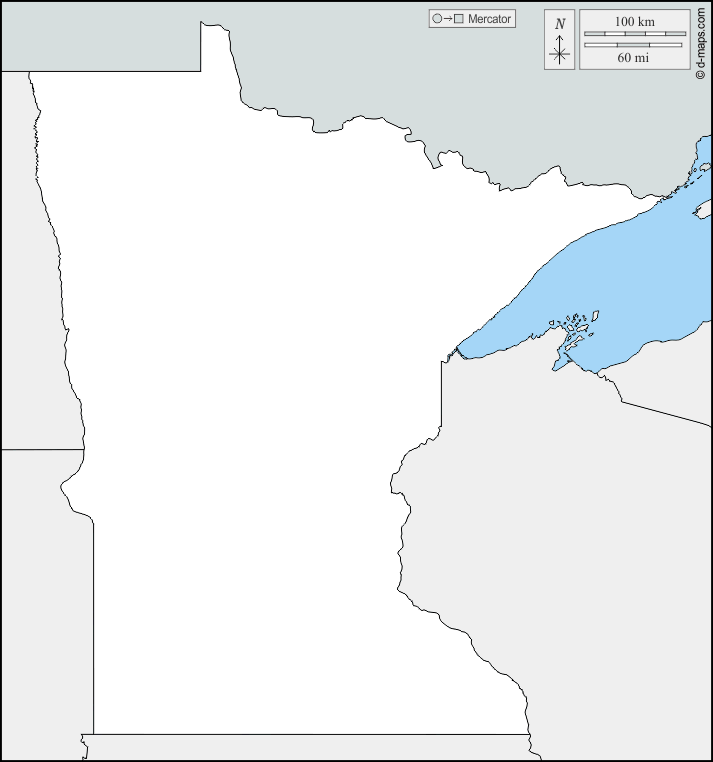 Minnesota : d-maps.com: mappa gratuita, mappa muta gratuita, cartina muta gratuita : frontiere