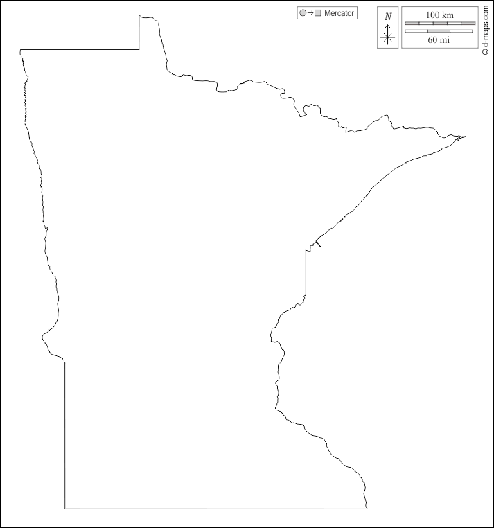 Minnesota : d-maps.com: mappa gratuita, mappa muta gratuita, cartina muta gratuita : contorni, bianco