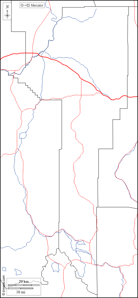 Contea di Gallatin : d-maps.com: mappa gratuita, mappa muta gratuita, cartina muta gratuita : frontiere, idrografia, strade, bianco