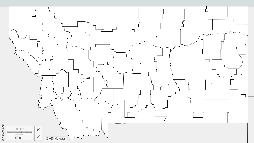 Montana : d-maps.com: mappa gratuita, mappa muta gratuita, cartina muta gratuita : frontiere, contee, principali città
