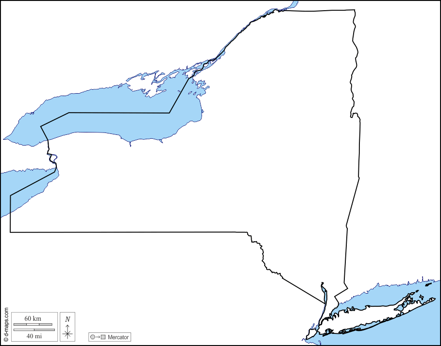 New York : d-maps.com: mappa gratuita, mappa muta gratuita, cartina muta gratuita : litorali, limiti