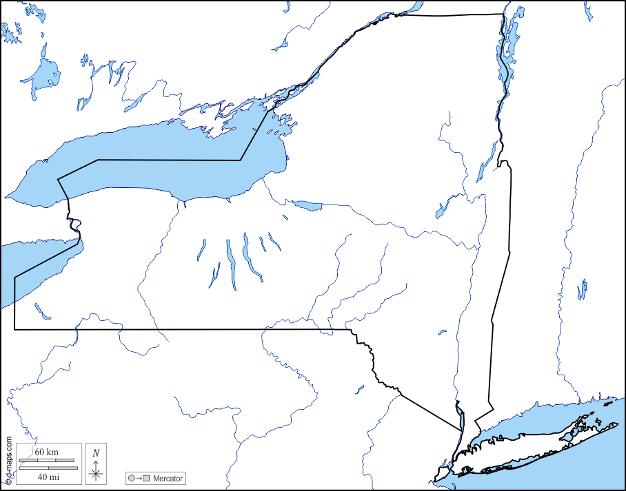 New York : d-maps.com: mappa gratuita, mappa muta gratuita, cartina muta gratuita : litorali, limiti, idrografia