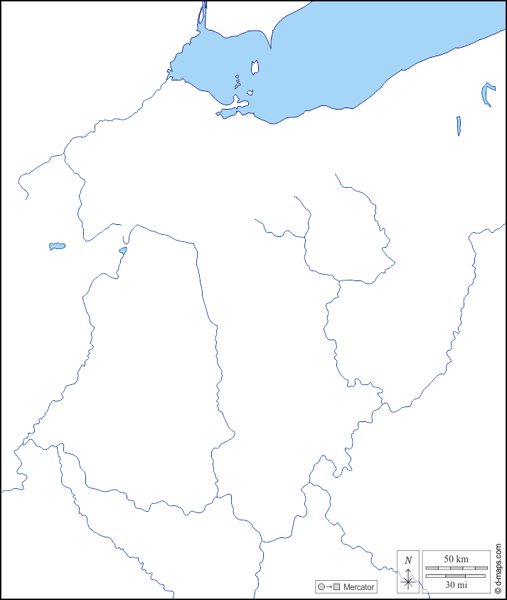 Ohio : d-maps.com: mappa gratuita, mappa muta gratuita, cartina muta gratuita : litorali, idrografia