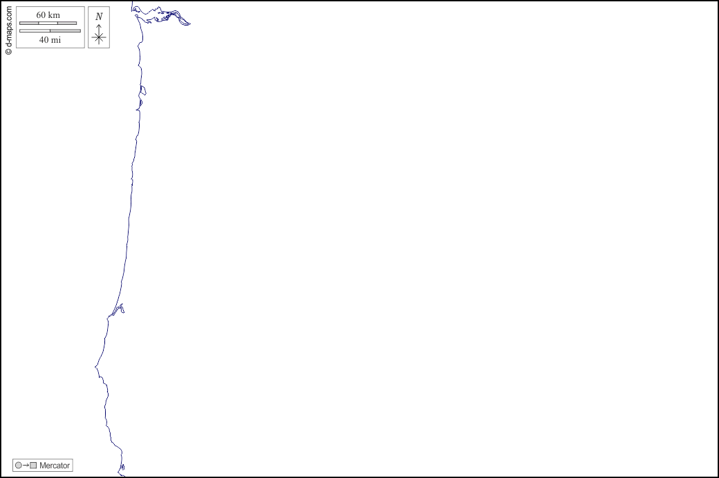 Oregon : d-maps.com: mappa gratuita, mappa muta gratuita, cartina muta gratuita : litorali, bianco